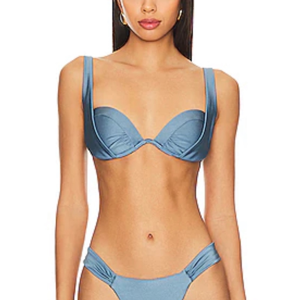 DEVON WINDSOR Carter Blue-Steel Bikini Top